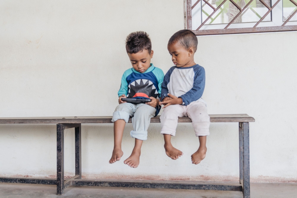 Fanirisoa and his brother Vonjy, Clubfoot patients, at the clubfoot clinic at Hospital Be before surgery with his brother.
